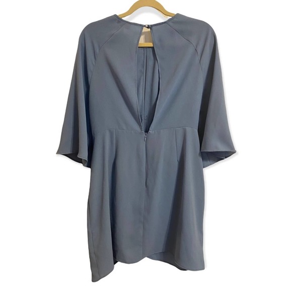NWT TopShop Blue Flared Sleeve Faux Knot Mini Dress Size 10 - Picture 7 of 8